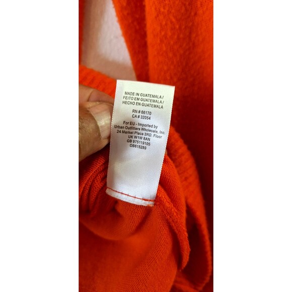 Free People Beach TGIF Orange Balloon Sleeve Pullover Sweater Soft Large L Boho - Picture 6 of 9